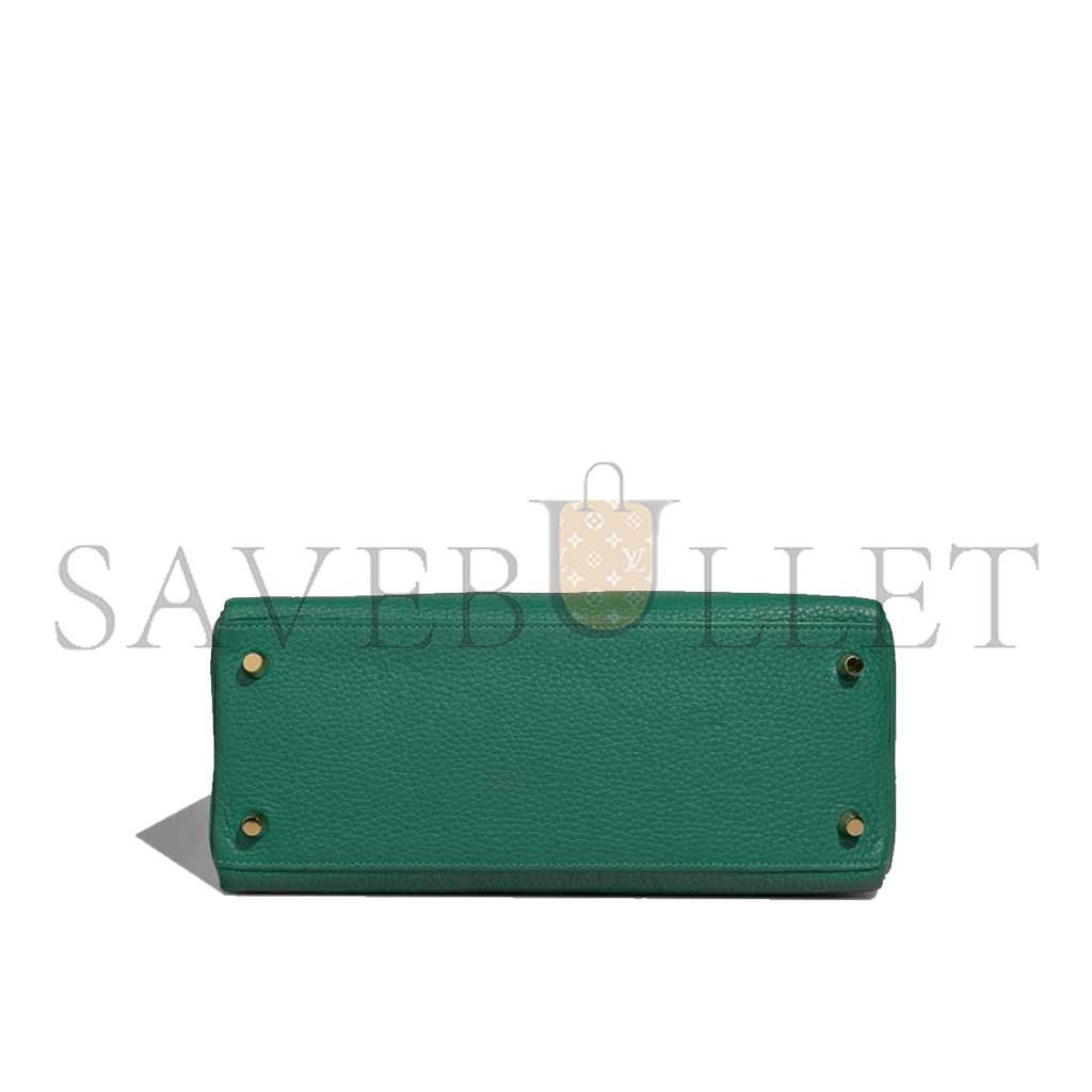 HERMÈS MASTER KELLY 25 MALACHITE GREEN GOLD BUCKLE (25*17*7cm)